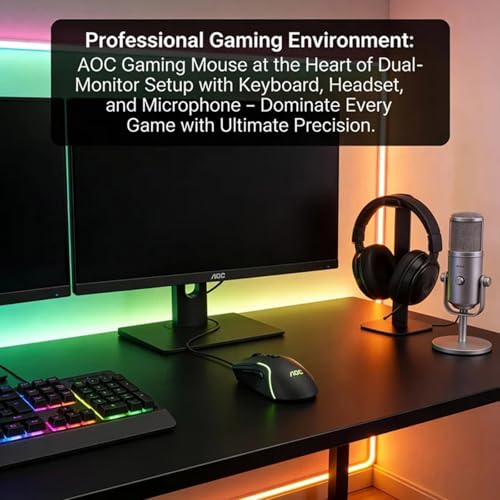 AOC Wired Gaming Mouse, 7200DPI RGB Ergonomic Computer Mouse with Optical Sensor Game Corded Mouse, 7 Programmable Buttons, USB Gaming Mice for Laptop, PC GM170