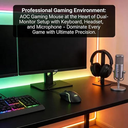AOC Wired Gaming Mouse, 7200DPI RGB Ergonomic Computer Mouse with Optical Sensor Game Corded Mouse, 7 Programmable Buttons, USB Gaming Mice for Laptop, PC GM170