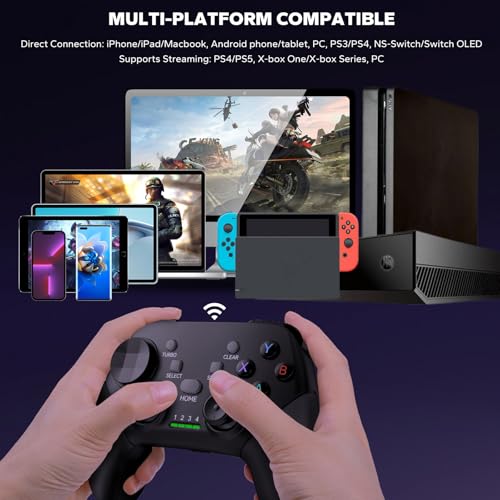 Megadream Wireless Mobile Gaming Controller Gamepad for iPhone/Android/iPad/PC/Switch/PS4/iPad Joystick with Phone Holder, Supported Cloud Game, Streaming on PS5/X-box, Turbo, Direct Play, iPhone 17 - color: Black