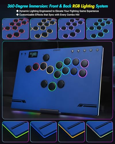 Sehawei Haute42 M ultra Gen2 Blue Arcade Stick,Aluminum All-Button Controller with Cable Security Clasp &Button LED Rings,Arcade Fighting Stick for PC/Ps3/Ps4/Switch/Steam-Supports Hot Swap & SOCD - color: M Ultra Gen2 Blue