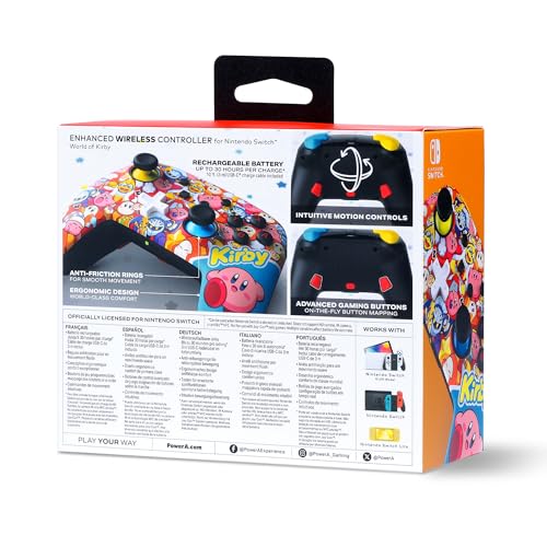 PowerA Enhanced Wireless Controller for Nintendo Switch - World of Kirby, Switch Lite/Switch - OLED Model, Nintendo Switch 2, Bluetooth (Amazon Exclusive) - color: World of Kirby