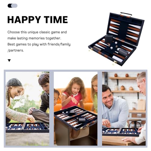 Backgammon Set - Classic Board Game with Premium PU Leather Case - Portable Travel Strategy Backgammon Game Set for Adults, Kids Family Game Night, Vacation & Gifts (18inch Large, Navy) - color: Navy, style: 18inch
