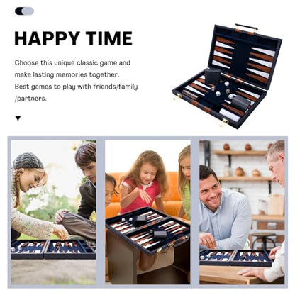 Backgammon Set - Classic Board Game with Premium PU Leather Case - Portable Travel Strategy Backgammon Game Set for Adults, Kids Family Game Night, Vacation & Gifts (18inch Large, Navy) - color: Navy, style: 18inch