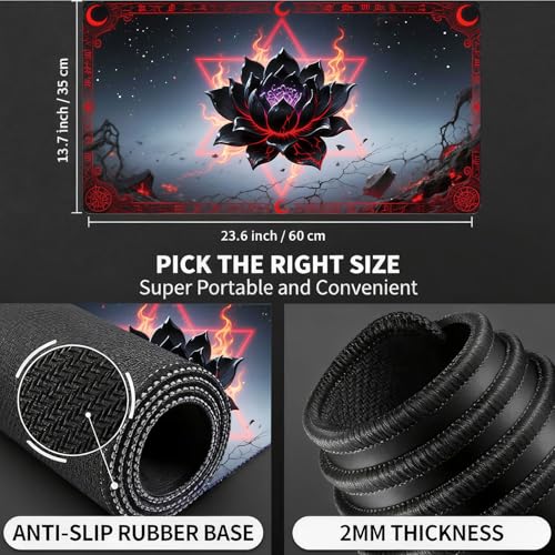 for MTG Playmat, for TCG Play Mat, 24 x 14 inches, Magic Game Card Mat Commander Playmat,Trading Card Inked Game Mat,Battle Game Rubber Non-Slip Mat - Black Lotus - color: Black Lotus