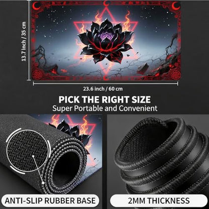 for MTG Playmat, for TCG Play Mat, 24 x 14 inches, Magic Game Card Mat Commander Playmat,Trading Card Inked Game Mat,Battle Game Rubber Non-Slip Mat - Black Lotus - color: Black Lotus