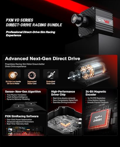 PXN VD4 Direct Drive Racing Wheel Bundle, 4Nm Force Feedback, for Windows | Servo Motor, 11 in Wheel with Quick Release, Hall Effect Pedals, Table Clamp, PC Tuning Software Support
