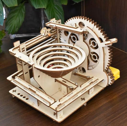 3D Puzzle Marble Run for Adults Wooden Engineering Puzzle Kit Wood Mechanical Puzzles DIY Mode Kits for Adult Age 14+ Years Old - style: Spiral track
