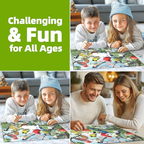 Flowers Birds 1000 Piece Puzzle for Adults Unique Puzzles for Adults 1000 Pieces Hummingbird Jigsaw Puzzles 1000 Pieces Family Challenging Puzzle (27.5"x19.6") - color: Flowers Birds-colorful