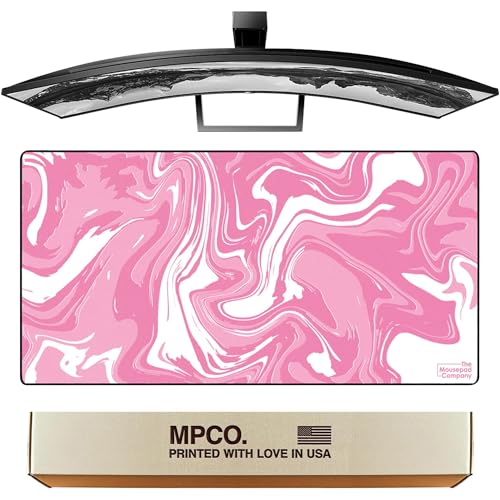 Pink Large Gaming Desk Pad, 36" x 17" Duraglyde Non-Slip Desk Mat | Strata, Durable Surface, Washable Fabric, Smooth Glide, Stable Grip, Keyboard and Mouse Pad for Everyday Use - color: Duraglyde Pink, size: 36L x 17W inches