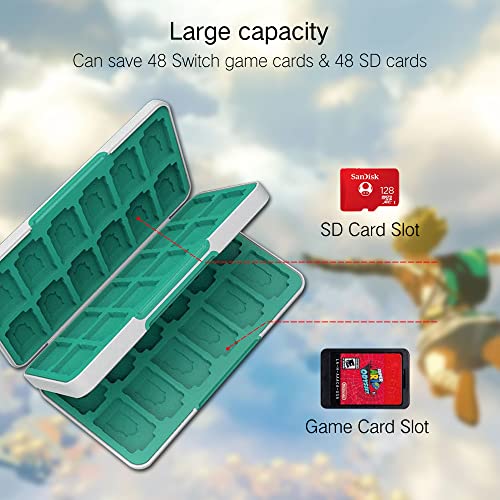 PERFECTSIGHT Switch Game Card Case Compatible with Nintendo Switch Games & Micro SD Cards, Switch 2 Game Holder Cartridge Case with 48 Game Card Slots Storage, White Kingdom - color: White Kingdom, size: 48 Slots