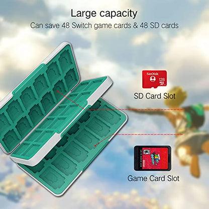 PERFECTSIGHT Switch Game Card Case Compatible with Nintendo Switch Games & Micro SD Cards, Switch 2 Game Holder Cartridge Case with 48 Game Card Slots Storage, White Kingdom - color: White Kingdom, size: 48 Slots