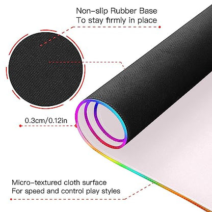 Lavender Blush RGB Gaming Mouse Pad, Large Mousepad with 14 Lighting Modes, Big Mouse Mat LED Extended Mouse Pad Anti-Slip, Computer Keyboard Mousepad Mat 35.4 x 15.7 Inch - color: Lavender Blush, size: Extended XX-Large 35.4x15.7in