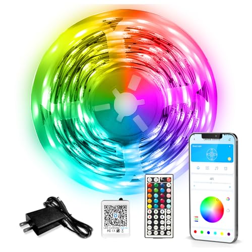 DAYBETTER LED Strip Lights 110ft, Smart Lighting Strips with App Remote Control, RGB Music Sync Color Changing Lights for Bedroom Kitchen Party Home Decor Luces led para cuarto (1 Roll) - size: 110FT