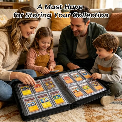 Slab Binder for Graded Cards, 60 Slab Leather Storage Album | 60-Slab Leather Card Binder, Premium Slab Storage Album with 6 Pocket Pages, Collector Binder for PSA Graded Trading Cards