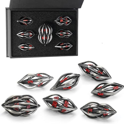 DND Dice Set for Dungeons and Dragons, Metal DND Dice 7PS/Set, ZHOORQI Polyhedral Dices Set for Role Playing Game Gifts(Arcanum-Red) - color: Arcanum- Red