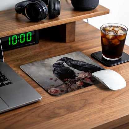 Gothic Crow Halloween Mouse Pad for Desk 9.5x7.9 Inch - color: Crow