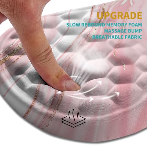 Hokafenle Ergonomic Mouse Pad Wrist Support, Wrist Rest Mousepad for Carpal Tunnel Pain Relief with Integrated Memory Foam Slope Massage Bulge (11.8x7.9 inch,Pink Fluid - color: KM02-Pink Fluid