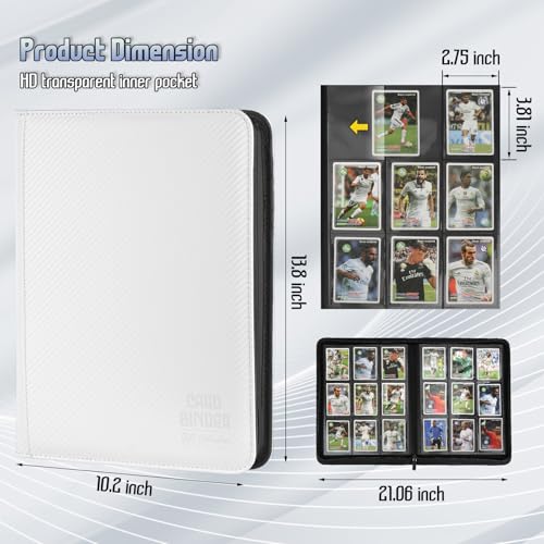Trading Card Binder, Premium 9 Pocket Double Sided 540 Pocket PU Card Collection Binder, Collectible Trading Card Albums for MTG, TCG, Sport Card, Game Cards (White 1) - color: White 1