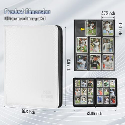 Trading Card Binder, Premium 9 Pocket Double Sided 540 Pocket PU Card Collection Binder, Collectible Trading Card Albums for MTG, TCG, Sport Card, Game Cards (White 1) - color: White 1