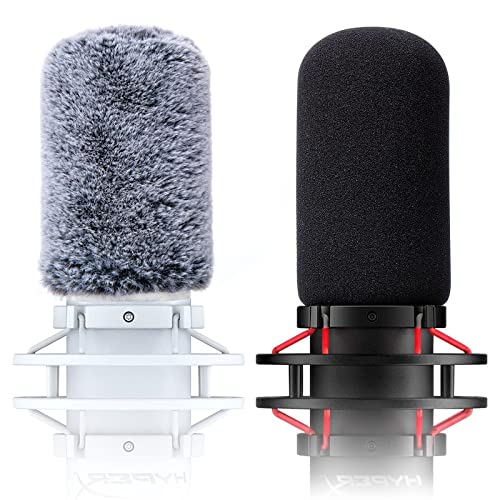 Microphone Windscreen Pop Filter Compatible with HyperX QuadCast - Mic Foam Cover with Furry Windscreen Muff for HyperX QuadCast S，QuadCast S White (2 Pack) - color: HyperX QuadCast Mic Foam&Furry Foam