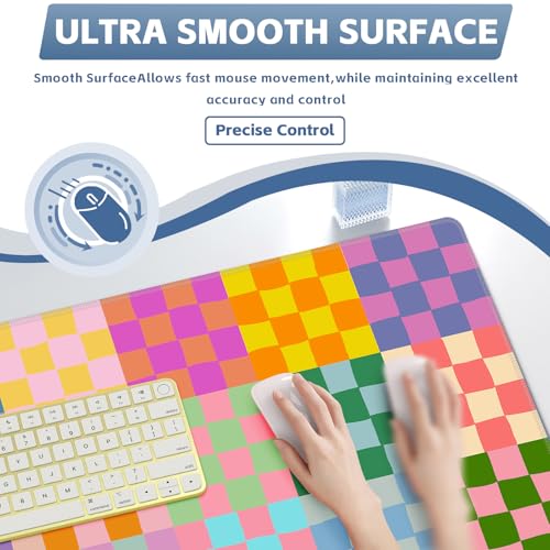 Baziabbo Checkered Desk Mat,XXL Extended Big Mouse Pad,Gaming Mousepad with Stitched Edge,Non-Slip Rubber Base Keyboard Desk Pad for Home Office Study Game - color: Checkerboard Color