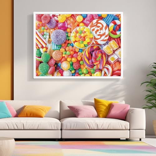 500 Piece Jigsaw Puzzle for Adults-Candy Puzzles, Colorful Candy Adult Puzzle 500 Pieces, Challenging Puzzle for Adults 500 Pieces, House Party Games, Best Gift for Mom, Dad, Family and Friends - style: Candy
