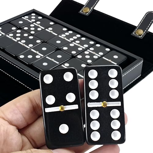 Bucher&Rossini Dominoes Set Double 6 - Classic Black Domino's Game Set for Adults and Kids Idea Gift Present for Domino Players or Family Game Night (Black Tiles) - color: Black New - Double 6