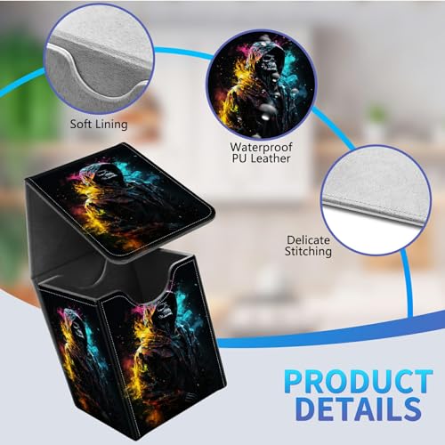 Card Deck Box for Trading Cards,MTG Commander Deck Box Fits 100+ Single Sleeved Cards,Leather Magnetic Card Storage Box for YuGiOh TCG CCG Cards,Skeleton Skull - color: Skeleton Skull