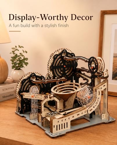 3D Wooden Puzzle for Adults, Electric DIY Marble Run Model Kit with Spiral Funnel, Gear-Driven Motion & Steel Marbles, Brain Teaser Building Toy, Creative Desk Decor Gift for Teens Adults 14+ - size: 168Pcs