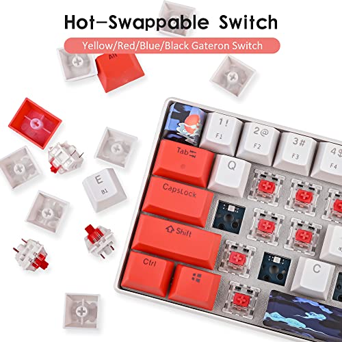 surmen GT61 60% Mechanical Gaming Keyboard 60 Percent RGB Backlit Hot-Swappable Wireless/Wired Compact Mini Keyboard Bluetooth 5.0 Keyboards Programmable/N-Key Rollover (Red Switch, Sun)