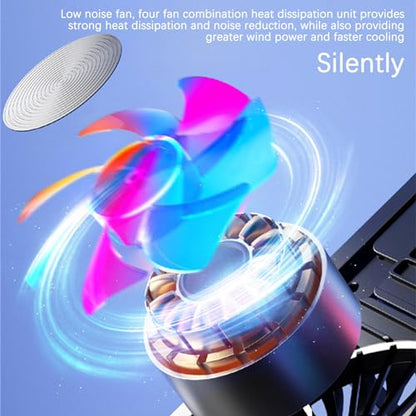 Gaming Laptop Cooling Pad with 2 Cooler Fans, RGB Lights, 7 Gear Height Adjustments, Computer Stand Base with Silent Fans, Laptop Fan Cooler Laptop Cooling Stand Gifts for Women Men