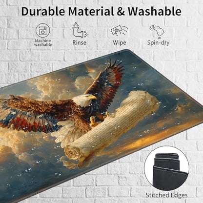 Playmats 24 x 14in(TCG MTG Trading Cards,Free Storage Bags,Waterproof Non-Slip Rubber Backing,Stitched Edges)- American Eagle - color: American Eagle, size: 24"×14"Regular