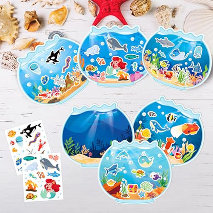 24 Sheets Ocean Stickers with Under The Sea Scenes, Make Your Own Sea Life Animal Fish Stickers, Ocean Summer Crafts Activities for Kids - style: Ocean 24 Sheets