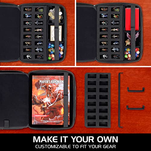 ENHANCE RPG Organizer Case - DnD Binder with Built-in Character Sheet Holder and Erasable Scribe Panel, Dice Rolling Area, Removable Pen Pouch, Miniature Foam Tray, Wrist Strap - color: Dragon Pink