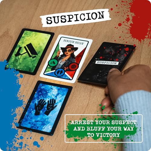 Cryptic Killers Suspicion – Playing Cards, Card Game & Travel Games for Adults, Deal and Play 2-7 Players, Detective Arrest Bluffing Strategy, 14+ Family Game Night