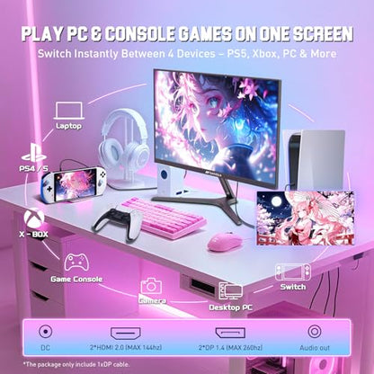 SANSUI Gaming Monitor 27" 1440p 260hz/240hz WQHD 2K - Fast IPS 1ms FreeSync Premium 丨DCI-P3 98% 丨sRGB130% 丨HDR10 丨2×DisplayPort 1.4丨2×HDMI2.0 PC Gaming Monitor with Crosshair - size: 27.01