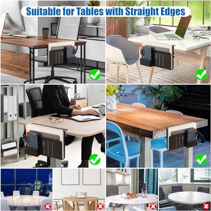 Desk Side Storage, Under Desk Laptop Mount, Table Side Hanging File Organizer, No Drill Clamp On Cable Management Tray, Laptop Holder with Magnetic Pen Holder for Office and Home(Black) - size: 1Tier-B