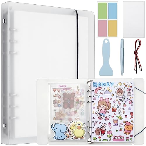 SUNEZLGO Reusable Sticker Album with 100 Sheets, Collecting Book with Pockets, A5 - size: A5