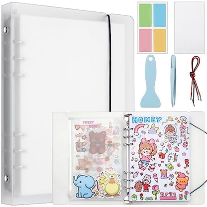 SUNEZLGO Reusable Sticker Album with 100 Sheets, Collecting Book with Pockets, A5 - size: A5