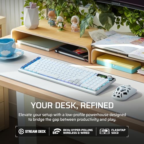 Corsair Vanguard AIR 99 Wireless RGB Gaming Keyboard – US QWERTY – White | 99% Layout, Low-Profile, Optical-Mechanical, OPX Switches, 8000Hz, Stream Deck Integration, Flashtap SOCD - color: White