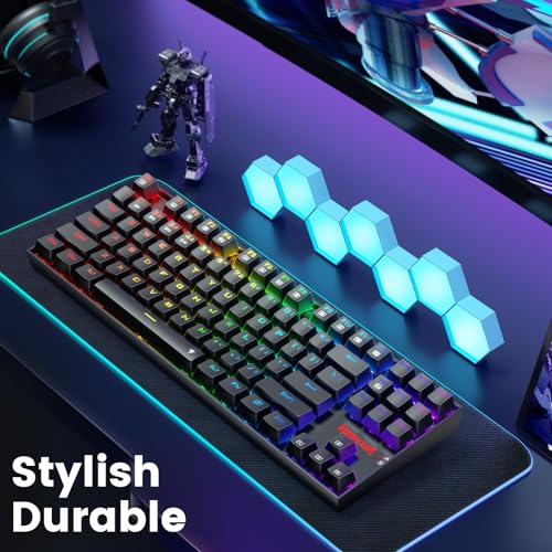 Redragon Wireless Gaming Keyboard, BT/2.4Ghz Tri-Mode Mechanical Keyboard, buit-in Battery, Programmable 87 Keys TKL, LED Rainbow Backlit - K552-KRS - color: Deep Blue
