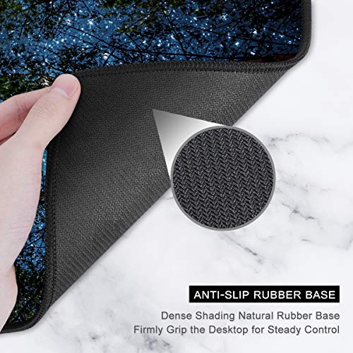 Auhoahsil Large Gaming Mouse Pad, Nature Theme XXL 35.4 x 15.7 in Desk Pad Stitched Non-Slip Rubber Long Computer Mousepad Thin Extended Full Size Desk Mat for Desktop Laptop Wireless Mice, Night Sky - color: 02 Starry Night, size: 35.5L x 15.7W inches