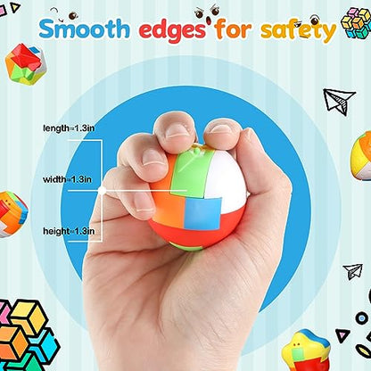 Syhood 24 Pieces Brain Teaser Puzzles for Adults Mind Game Toys Set, 3D Plastic Unlock Interlock Puzzle, Cube, Ball, Barrel, Interlocking Sensory Educational Toys for Mind, Iq, Logic Test