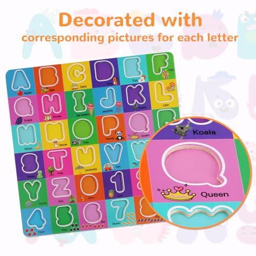 Wooden Alphabet Puzzles Ages 3-5, Alphabet and Number Puzzle with ABC Learning for Kids Ages 3 4 5, Preschool Learning Toys with Chunky ABC Puzzle Board for Girls Boys Kindergarten - color: Large Single Pack