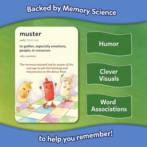 Skillmatics Vocabulary Flash Cards for Kids - Learn 100 Words with Wordplay, Visuals, & Soundplay, Educational Gift for Ages 8, 9, 10 & Up, Screen-Free Language Game - style: Level 1