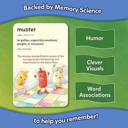 Skillmatics Vocabulary Flash Cards for Kids - Learn 100 Words with Wordplay, Visuals, & Soundplay, Educational Gift for Ages 8, 9, 10 & Up, Screen-Free Language Game - style: Level 1