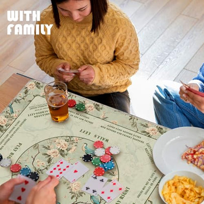 Green Floral Bird Chinoiserie Mahjong Mat 31.5 x 31.5 in,Traditional Chinese Flower Non-Slip Noise Reduction Gaming Mat for Table American Mahjong Poker Board Games Card Games Dominoes - color: Green Chinese Style Flower & Bird Mahjong Mat