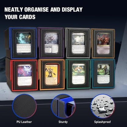 TiMOVO MTG Deck Box, Magnetic Trading Card Storage Case, Black+Blue | Holds 400+ Sleeveless Cards, 4 Dividers & Dice Tray, 2 Detachable Commander Card Deck Boxes, For Magic Game Cards - color: Black & Blue