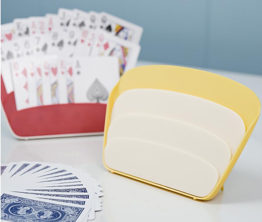 2PCS Foldable Card Holders for Playing Cards, 3-Layer Hands-Free Tabletop Stand for Poker UNO Canasta, Portable Card Game Accessories for Seniors, Family Game Nights, Parties