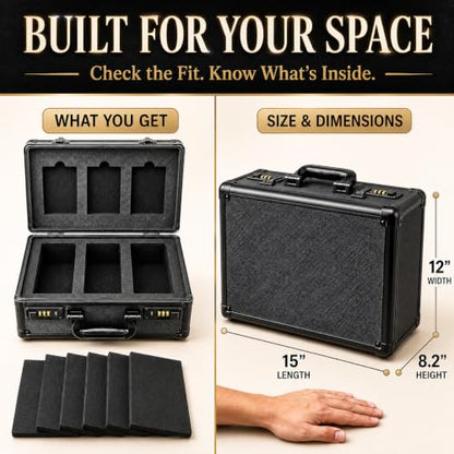 Poshy Graded Card Case – Durable PSA Slab Case with Combination Lock – 3 Row Graded Card Storage Box with 6 Foam Inserts – Compatible with PSA, GMA, HGA, NGS, SGC, CSG – Holds up to 480 Top Loaders